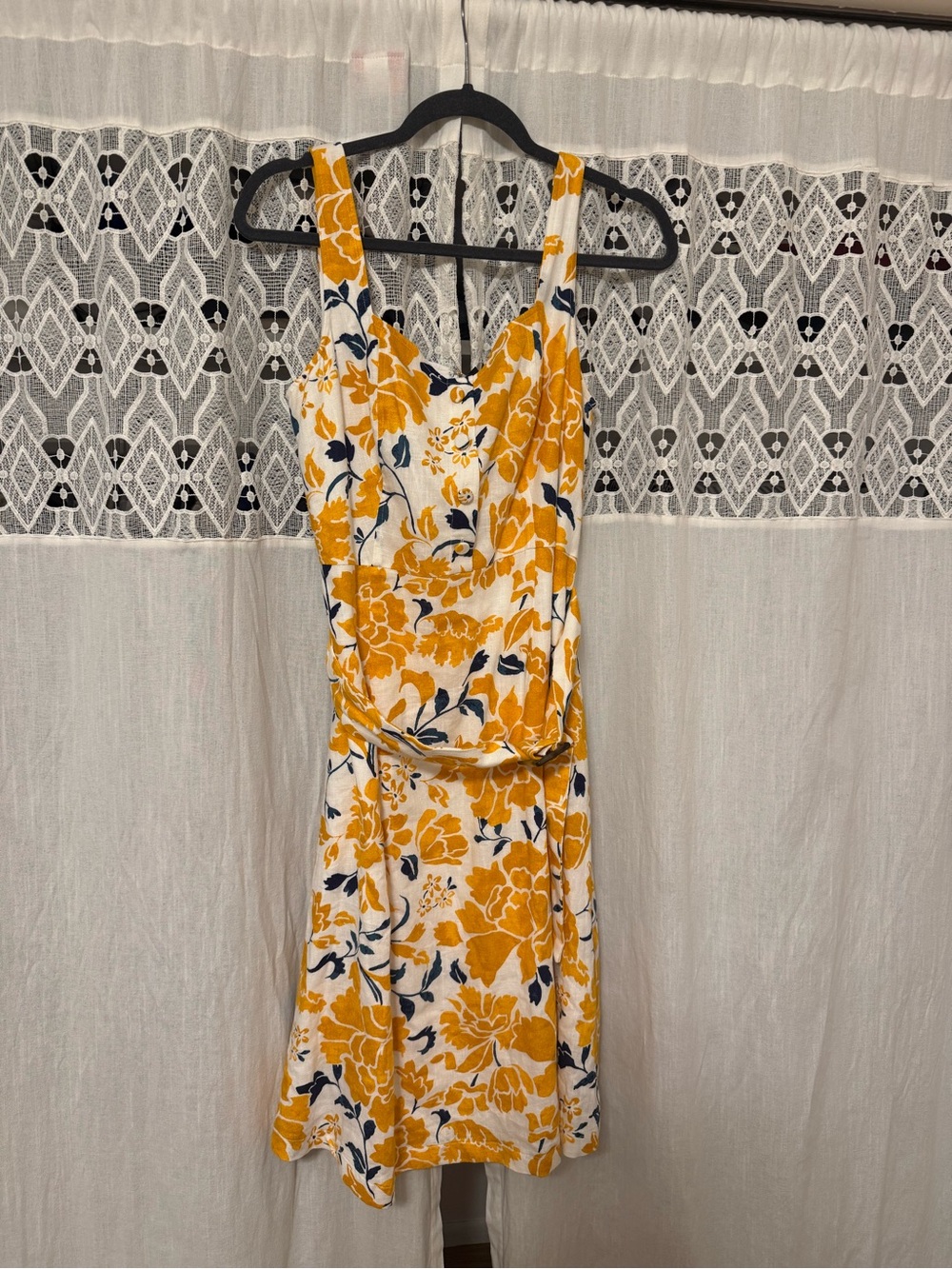 Ann Taylor Yellow Floral Sleeveless Summer Dress